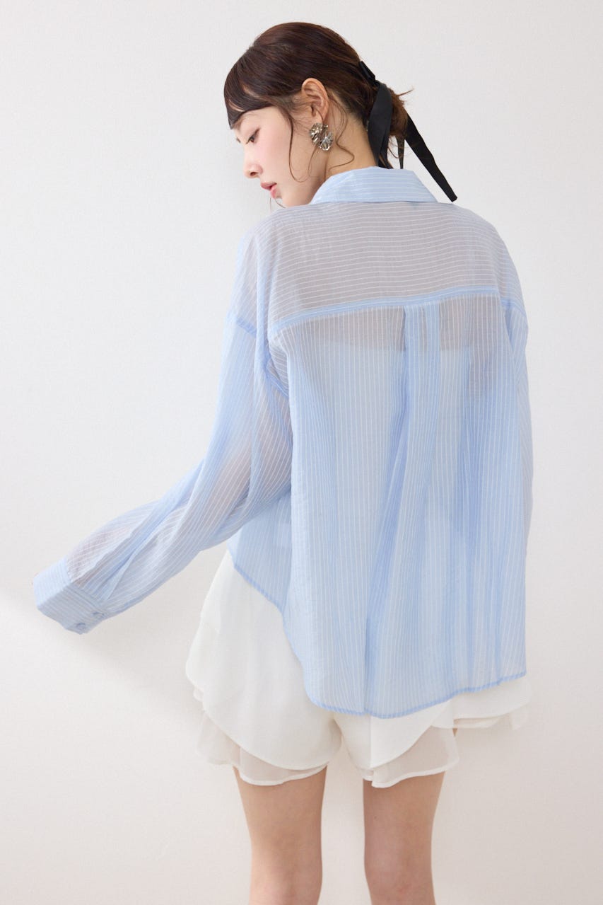 アシンメトリーストライプシャツ BLU FREE