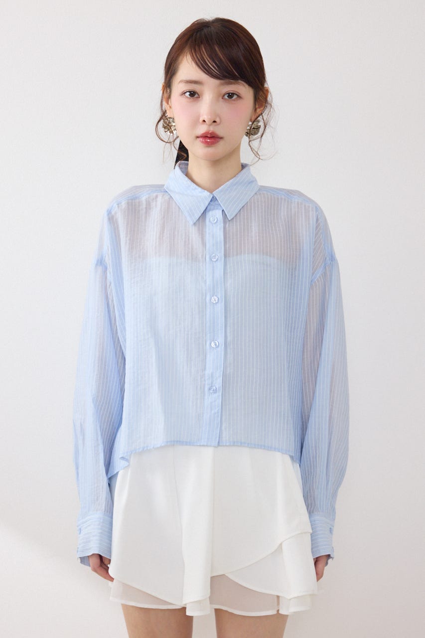 アシンメトリーストライプシャツ BLU FREE