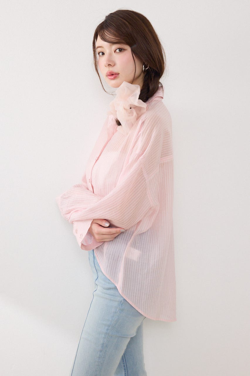アシンメトリーストライプシャツ PNK FREE