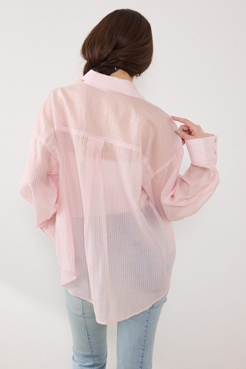 アシンメトリーストライプシャツ PNK FREE