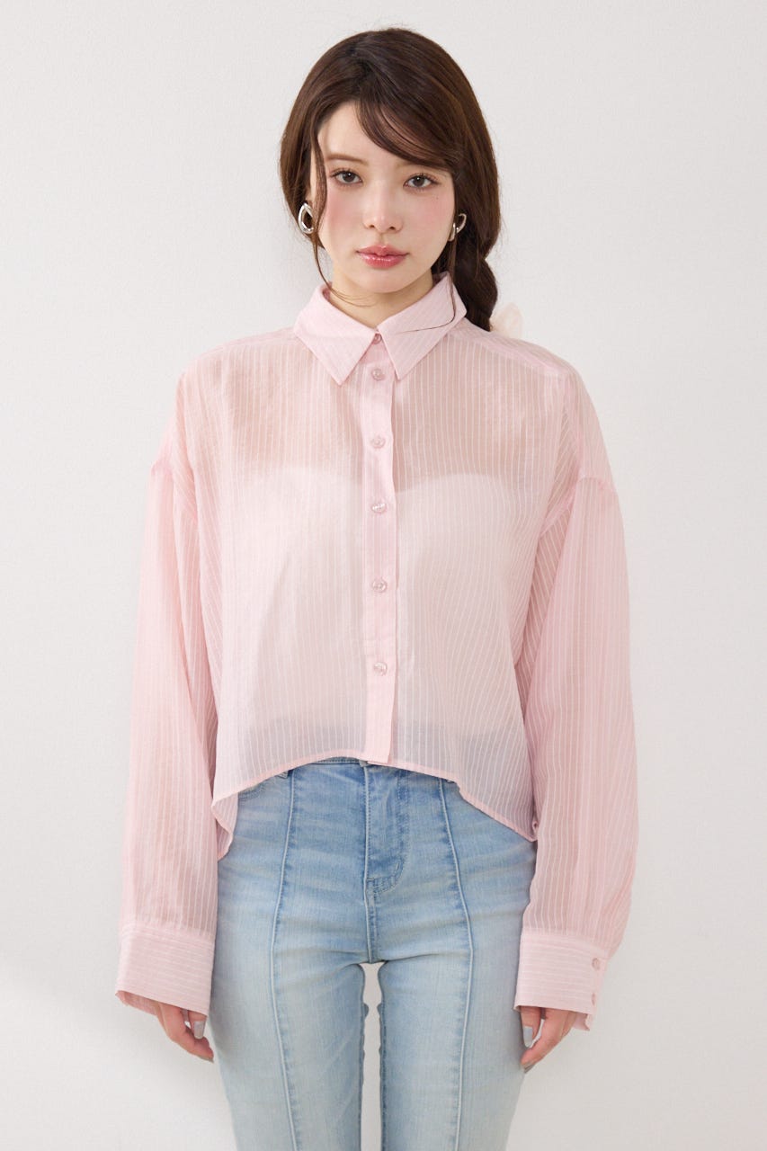 アシンメトリーストライプシャツ PNK FREE