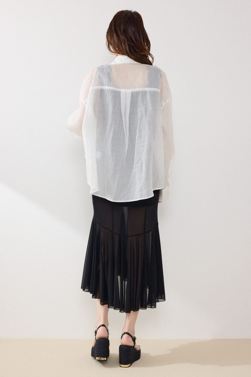 アシンメトリーストライプシャツ WHT FREE