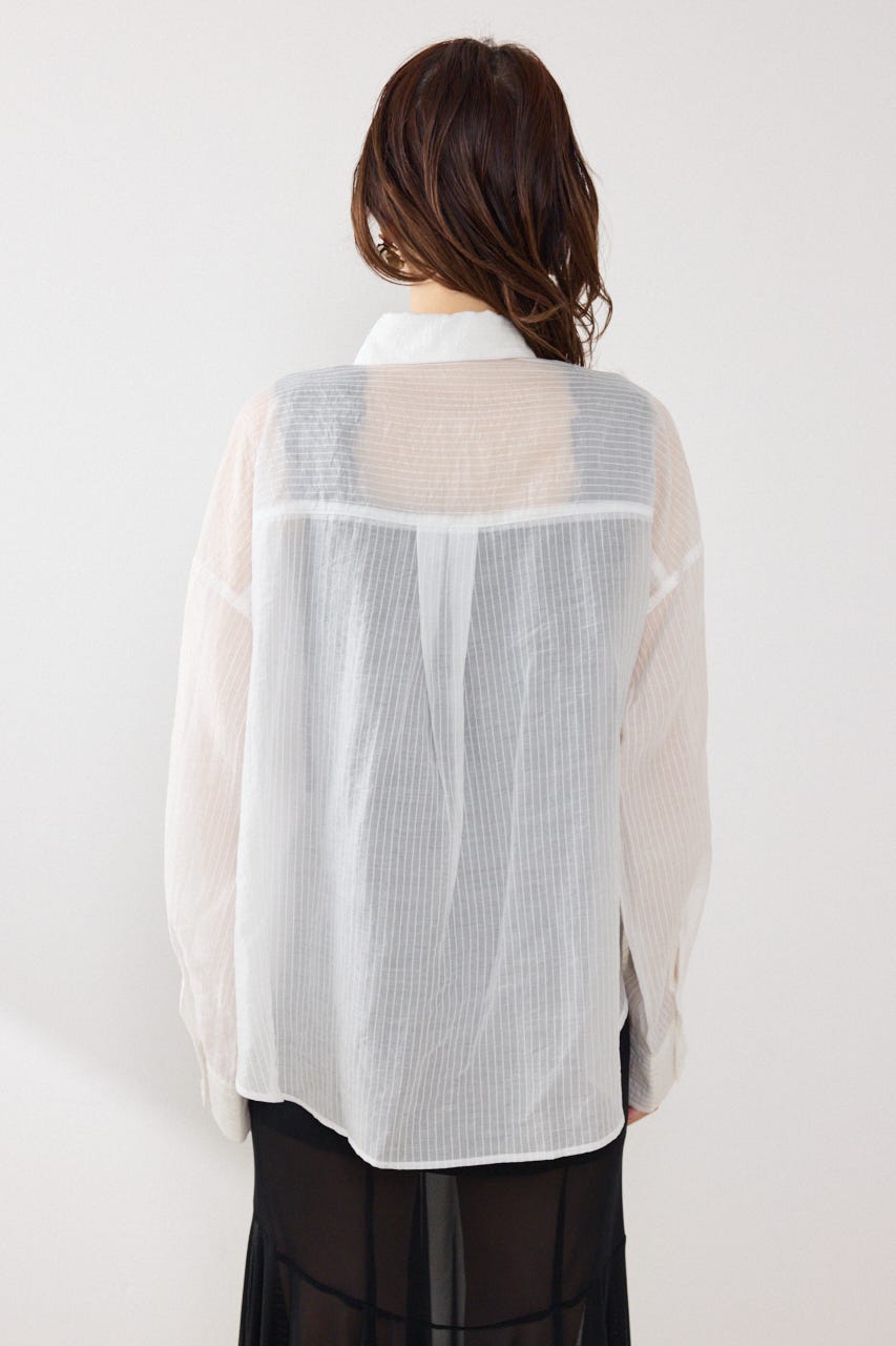 アシンメトリーストライプシャツ WHT FREE