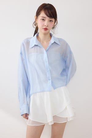 アシンメトリーストライプシャツ