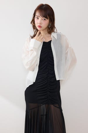 アシンメトリーストライプシャツ