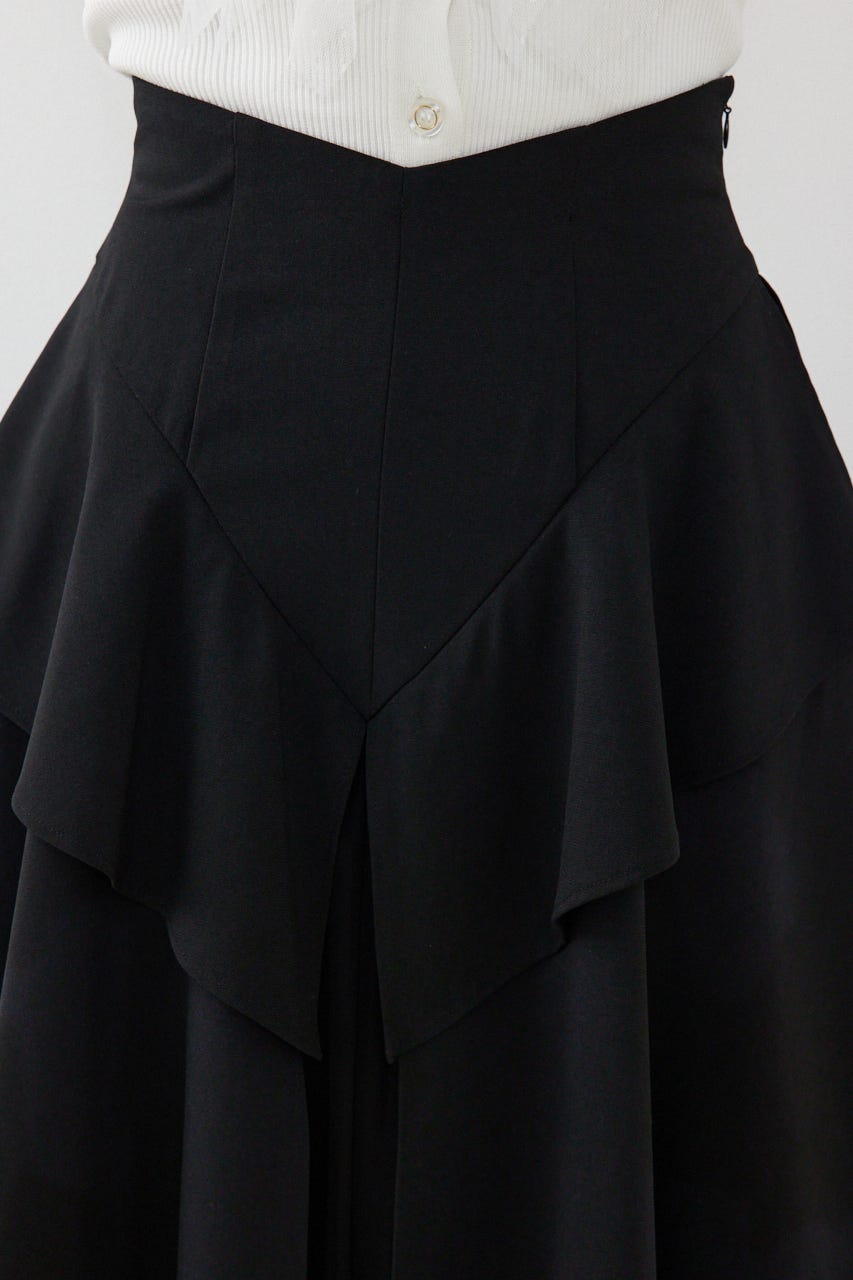 チュールレイヤードラッフルジャストウエストスカート BLK S
