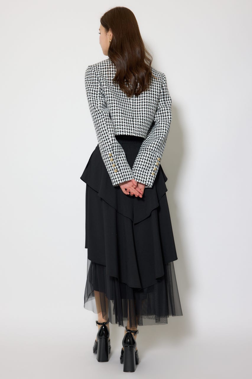 チュールレイヤードラッフルジャストウエストスカート BLK S