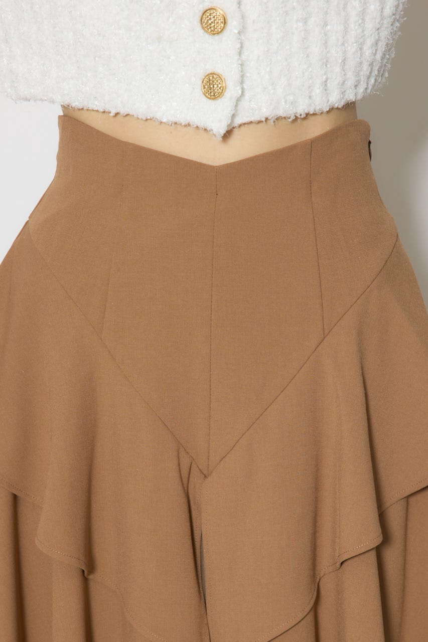 チュールレイヤードラッフルジャストウエストスカート CAM S