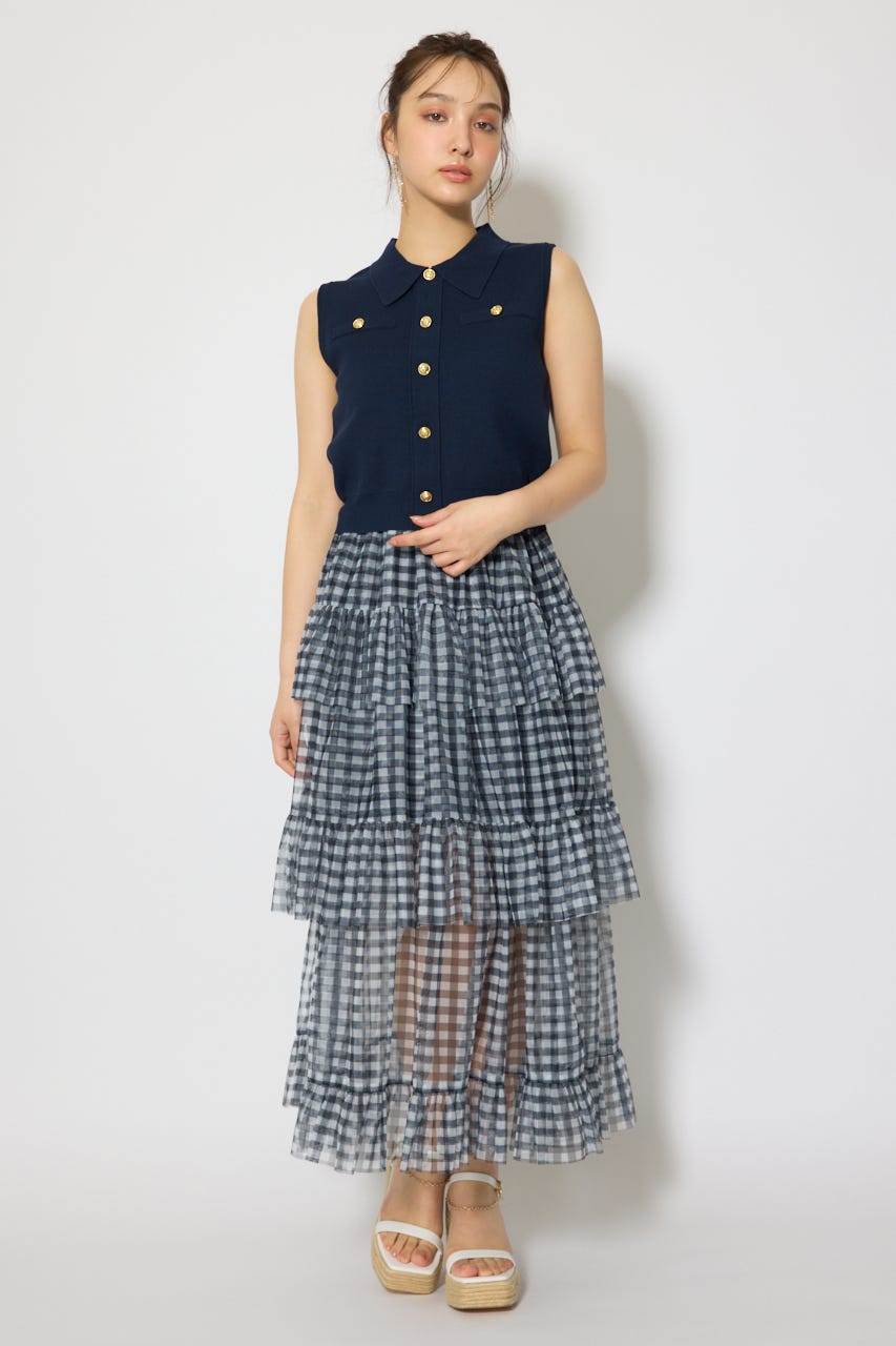 ティアードフレアチュールジャストウエストスカート Multi_1 S