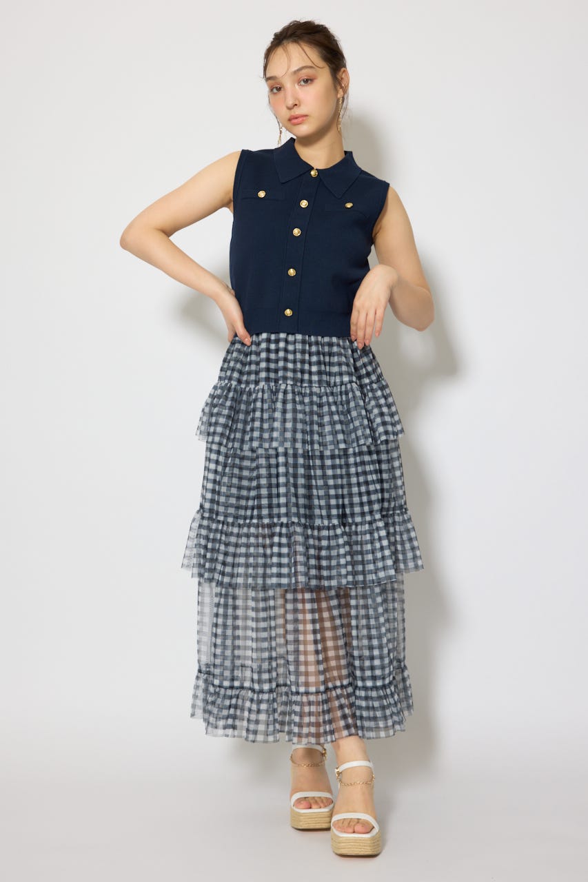 ティアードフレアチュールジャストウエストスカート Multi_1 S