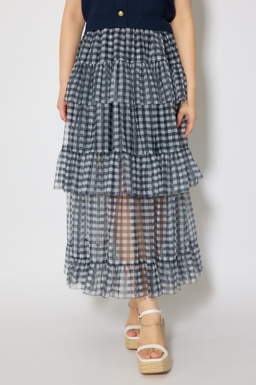 ティアードフレアチュールジャストウエストスカート Multi_1 S