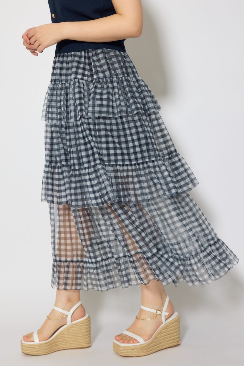 ティアードフレアチュールジャストウエストスカート Multi_1 S