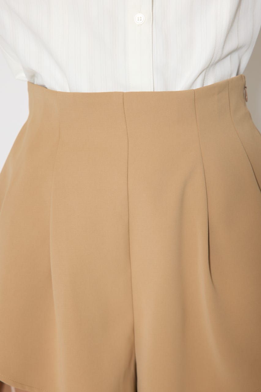 レイヤードパターンジャストウエストスコートショートパンツ BEG XS