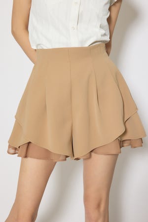 レイヤードパターンジャストウエストスコートショートパンツ