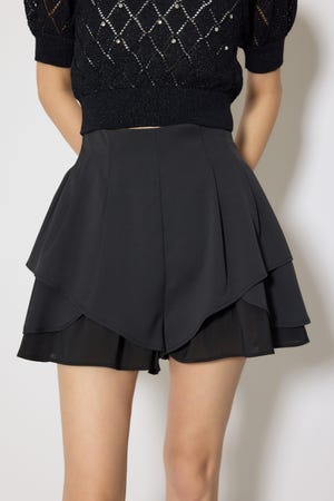 レイヤードパターンジャストウエストスコートショートパンツ