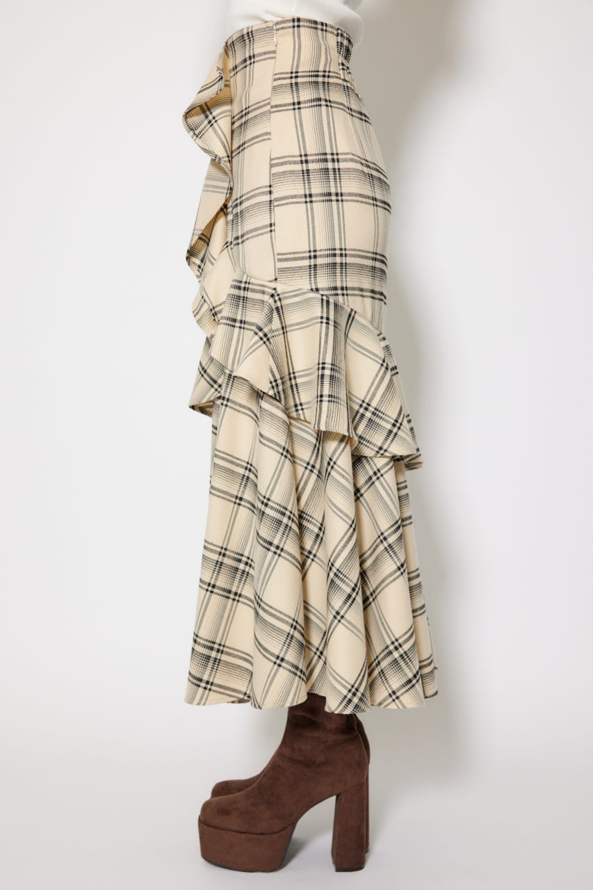 フリルスリットハイウエストスコートショートパンツ 柄BEG M