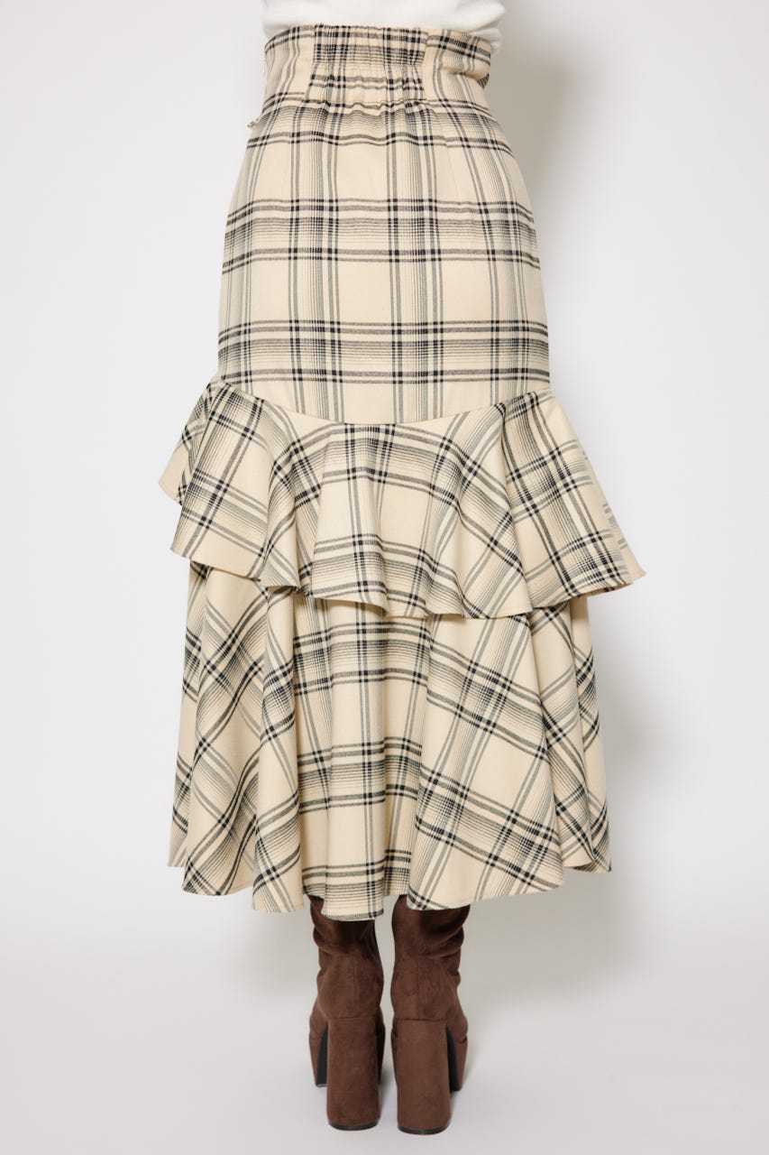 フリルスリットハイウエストスコートショートパンツ 柄BEG M