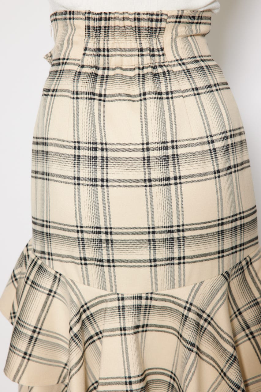 フリルスリットハイウエストスコートショートパンツ 柄BEG M