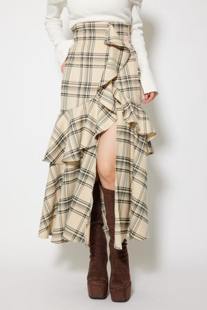 フリルスリットハイウエストスコートショートパンツ