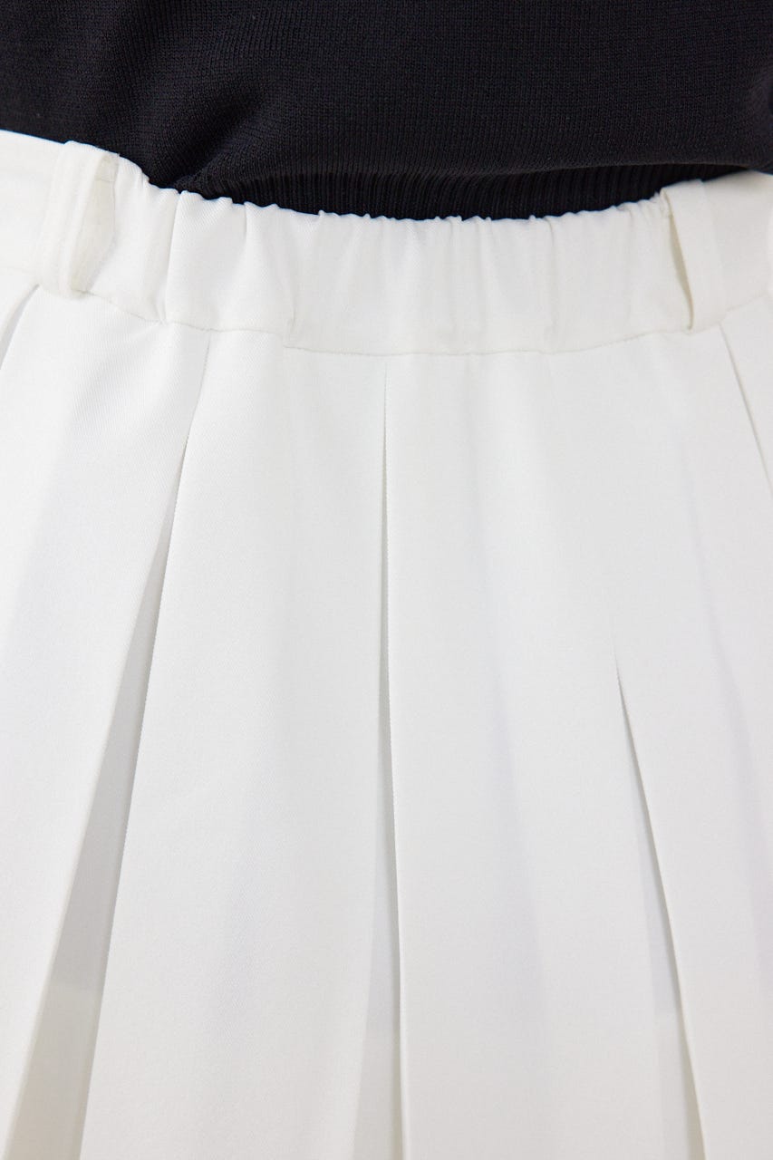 ボックスプリーツジャストウエストスコートショートパンツ WHT S
