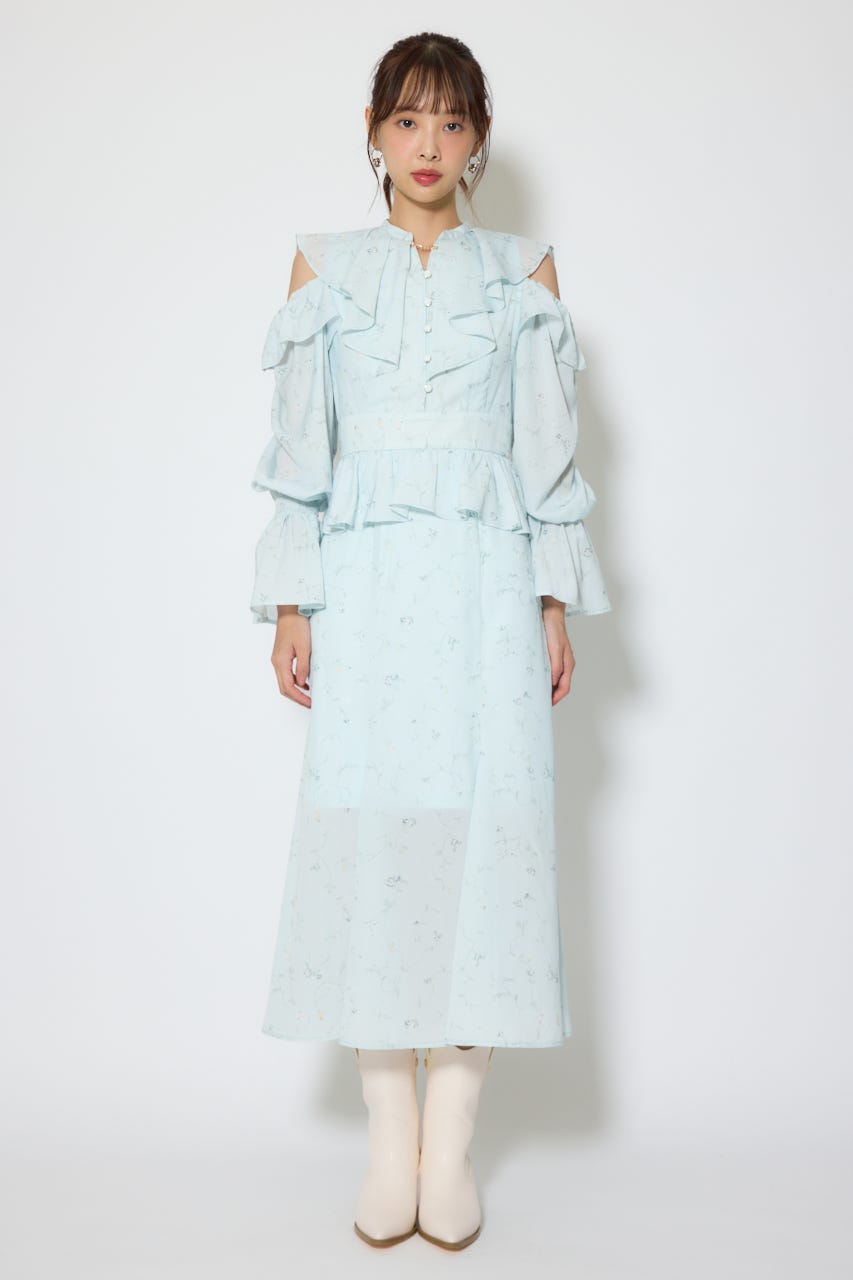 マーメイドフラワーワンピース 柄BLU M