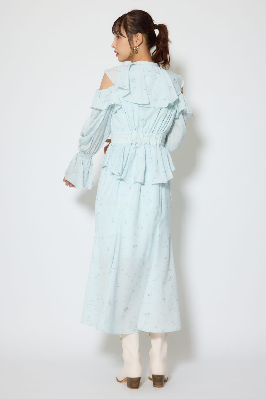 マーメイドフラワーワンピース 柄BLU M