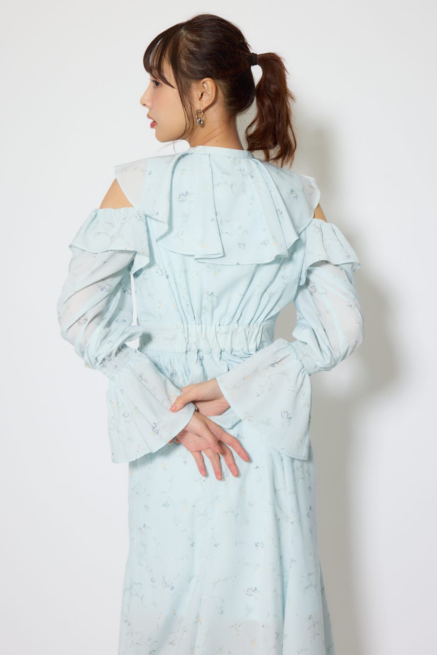 マーメイドフラワーワンピース 柄BLU M