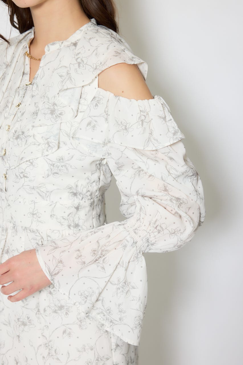 マーメイドフラワーワンピース 柄WHT S