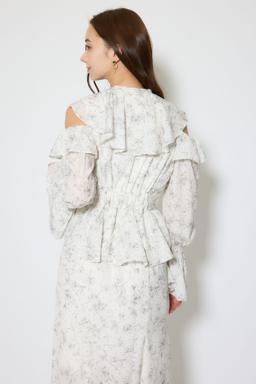 マーメイドフラワーワンピース 柄WHT S