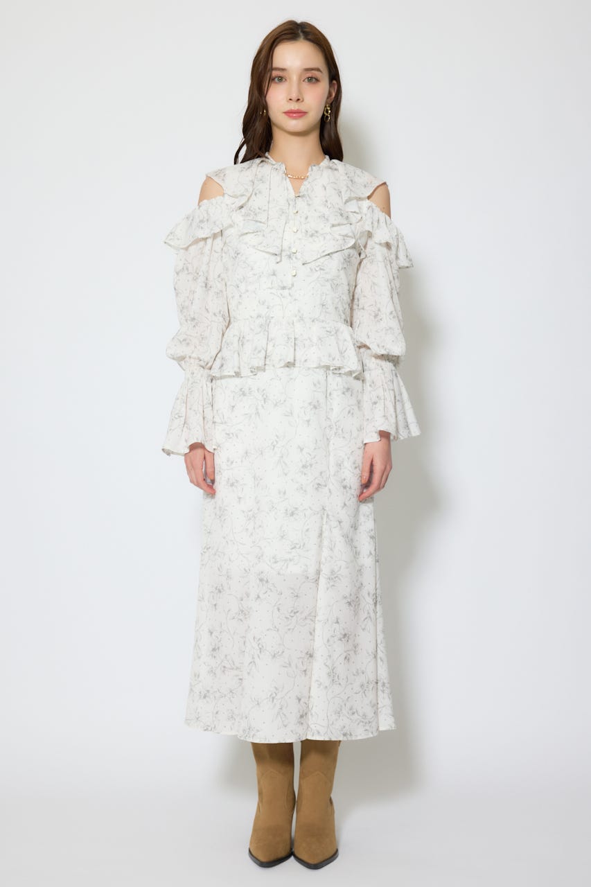 マーメイドフラワーワンピース 柄WHT S