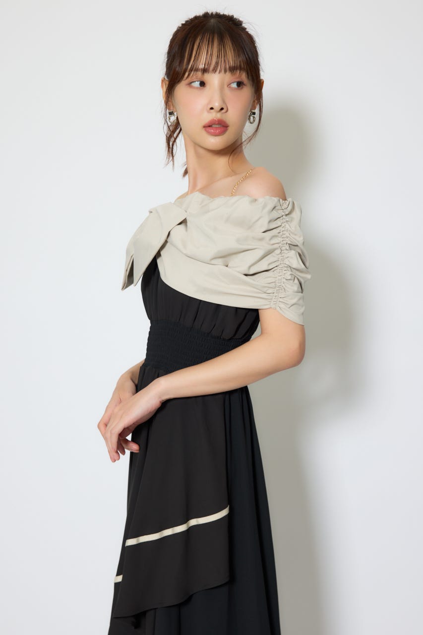 【1/25(日)23:59までSS先行予約会対象アイテム】フロントビッグリボンフレアワンピース BLK M