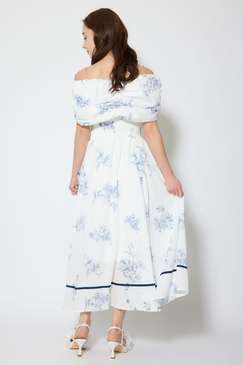 【1/25(日)23:59までSS先行予約会対象アイテム】フロントビッグリボンフレアワンピース 柄WHT M