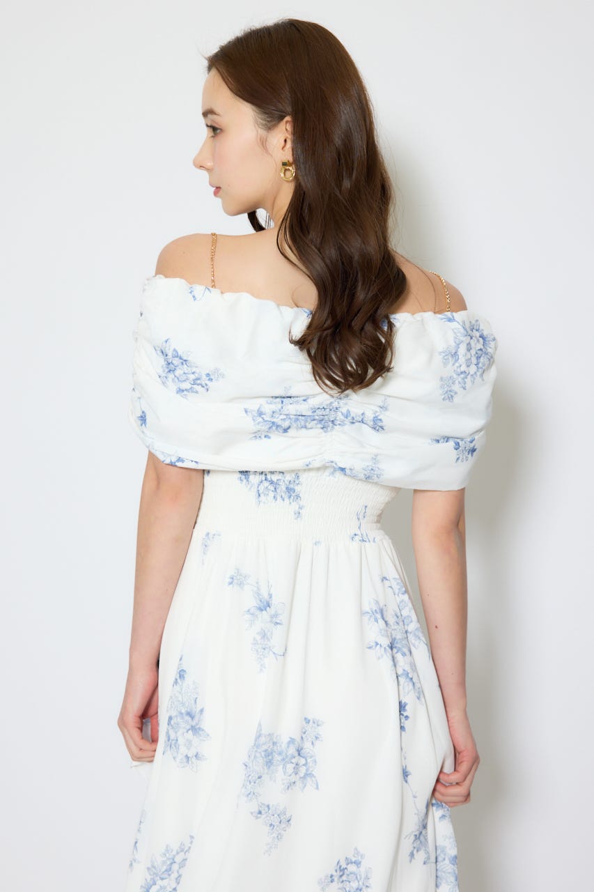 【1/25(日)23:59までSS先行予約会対象アイテム】フロントビッグリボンフレアワンピース 柄WHT M