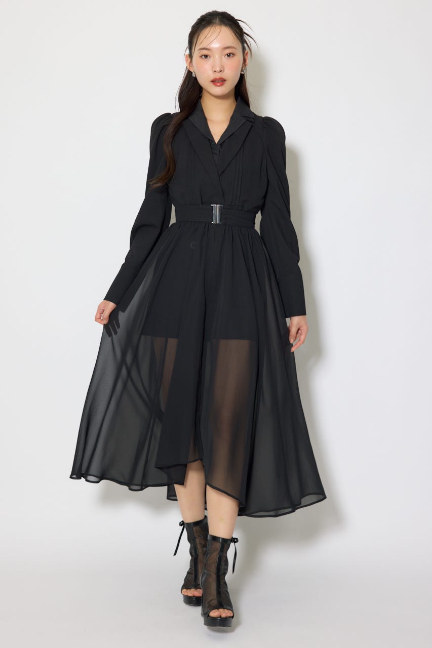 2WAYテーラーWカラーワンピース BLK S