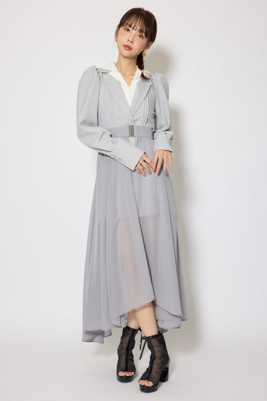 2WAYテーラーWカラーワンピース GRY S