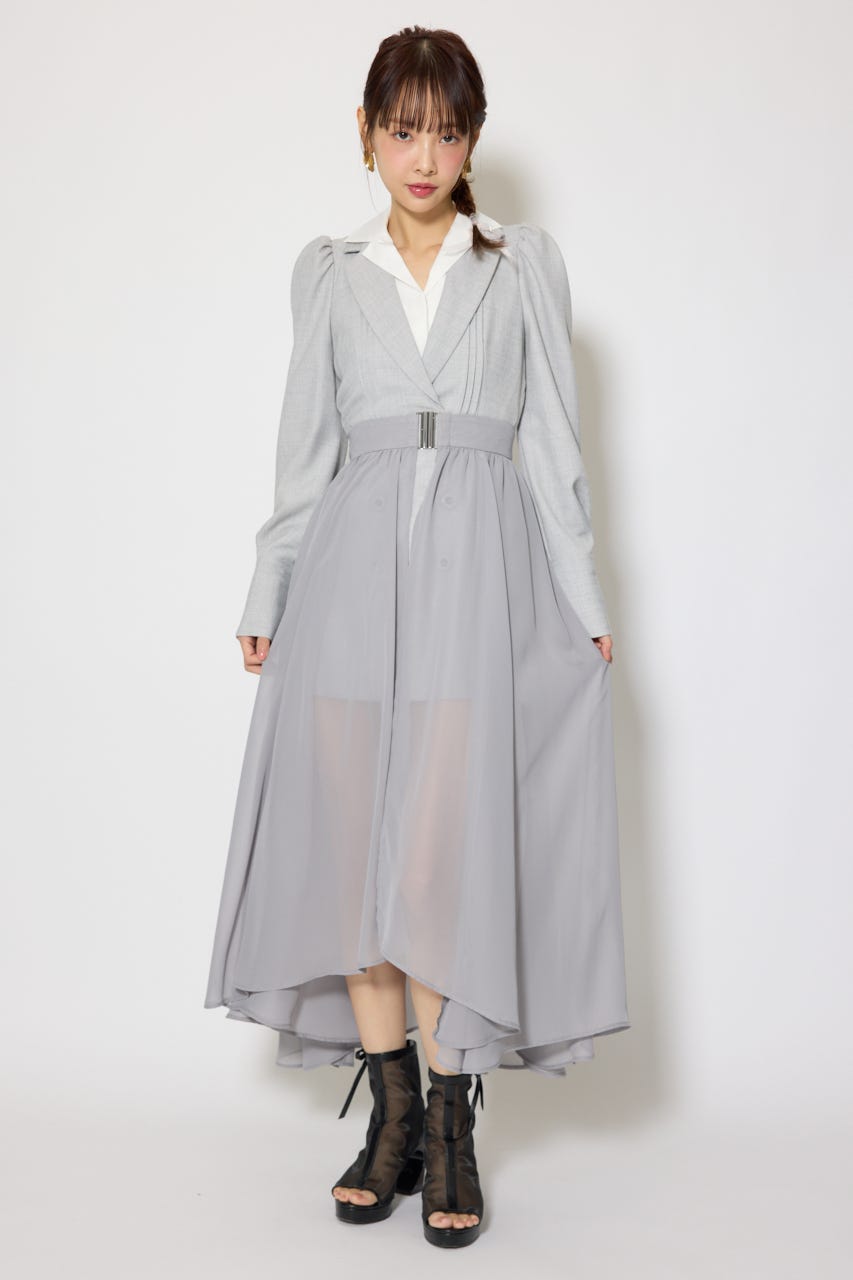 2WAYテーラーWカラーワンピース GRY S