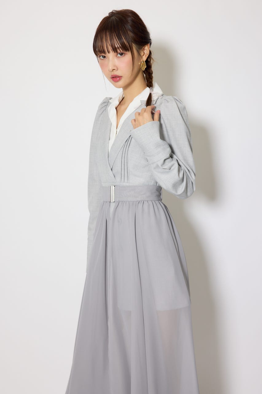 2WAYテーラーWカラーワンピース GRY S