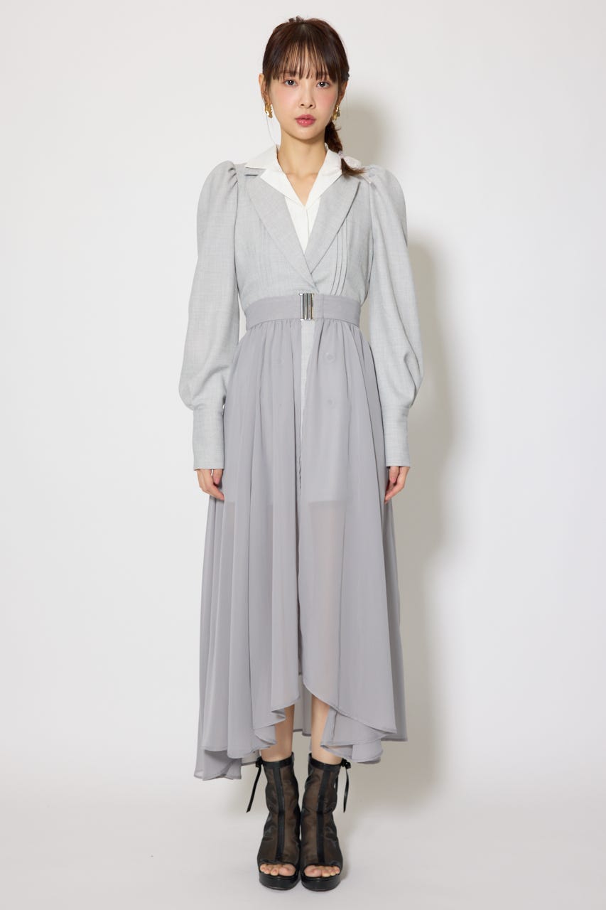 2WAYテーラーWカラーワンピース GRY S