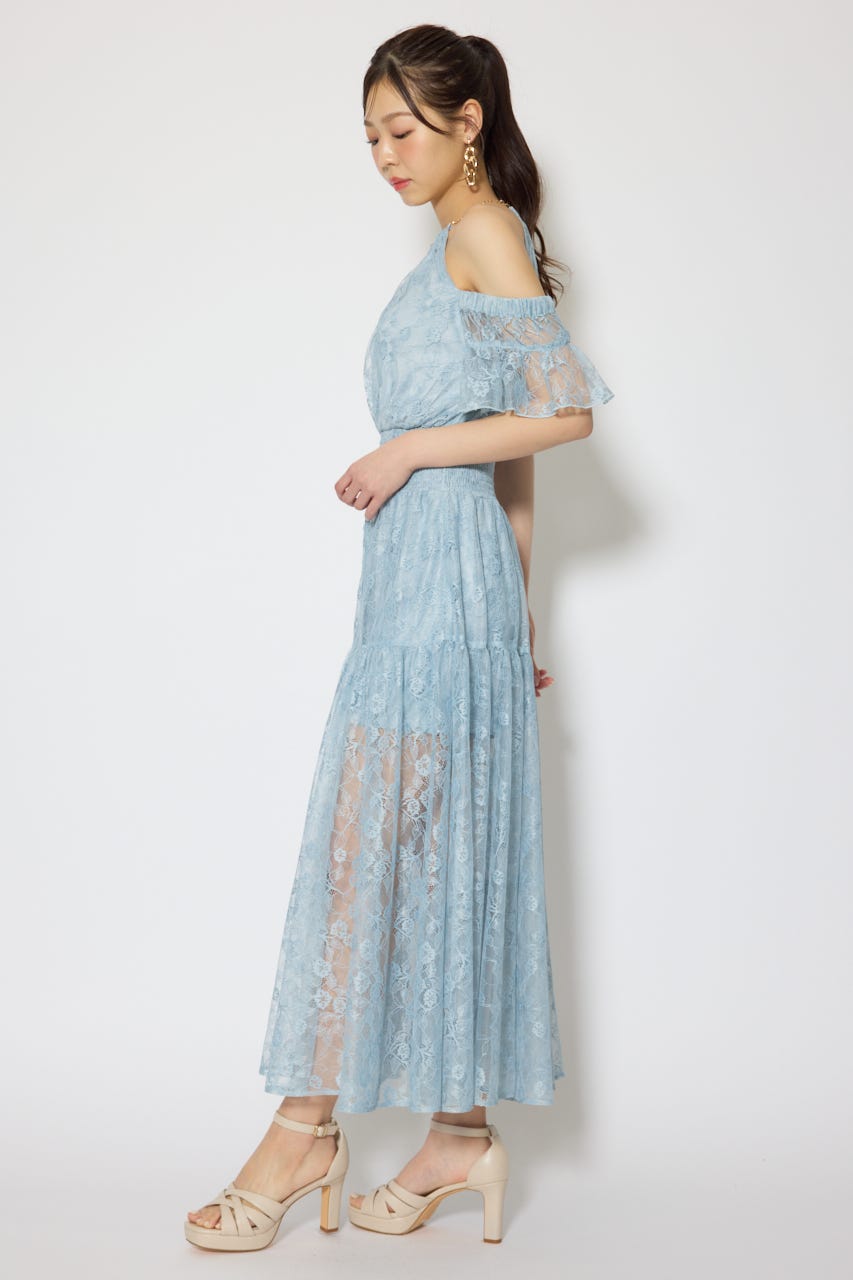 2WAYホルターネックレースロンパース BLU M