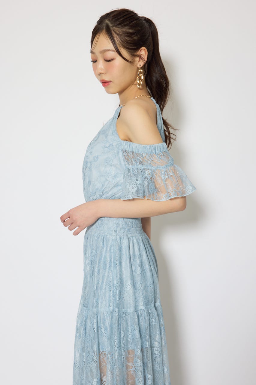 2WAYホルターネックレースロンパース BLU M