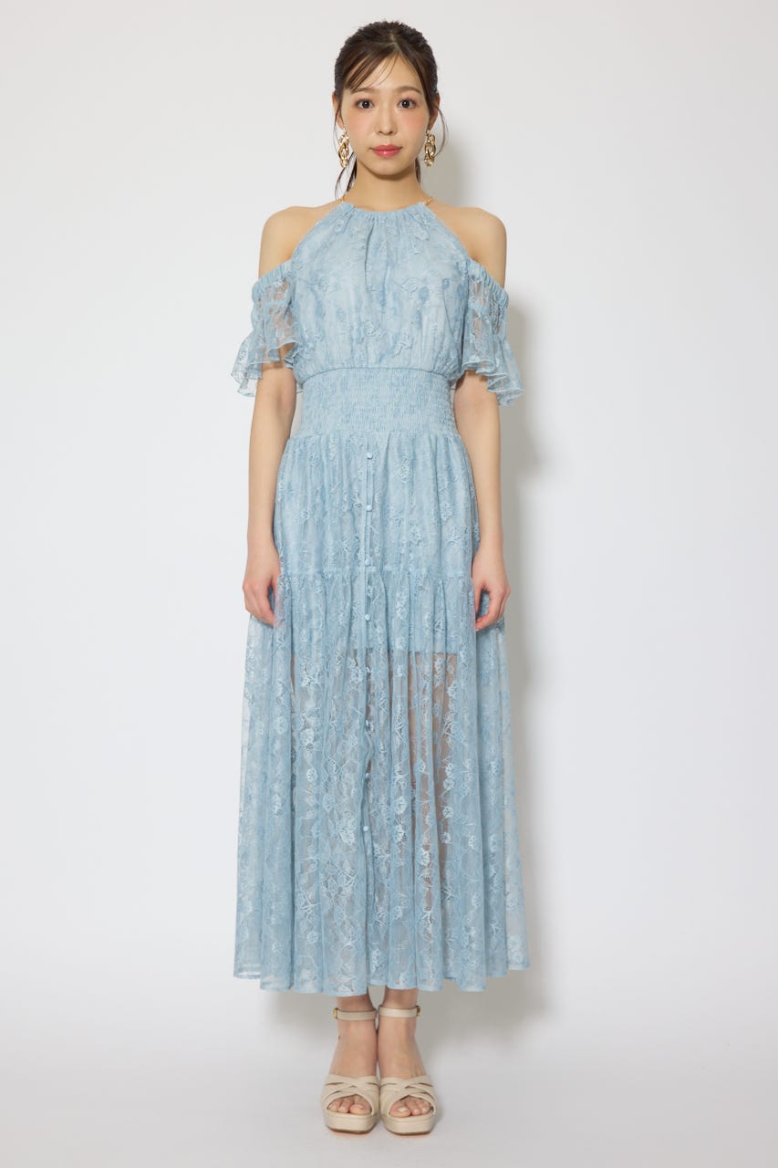 2WAYホルターネックレースロンパース BLU M