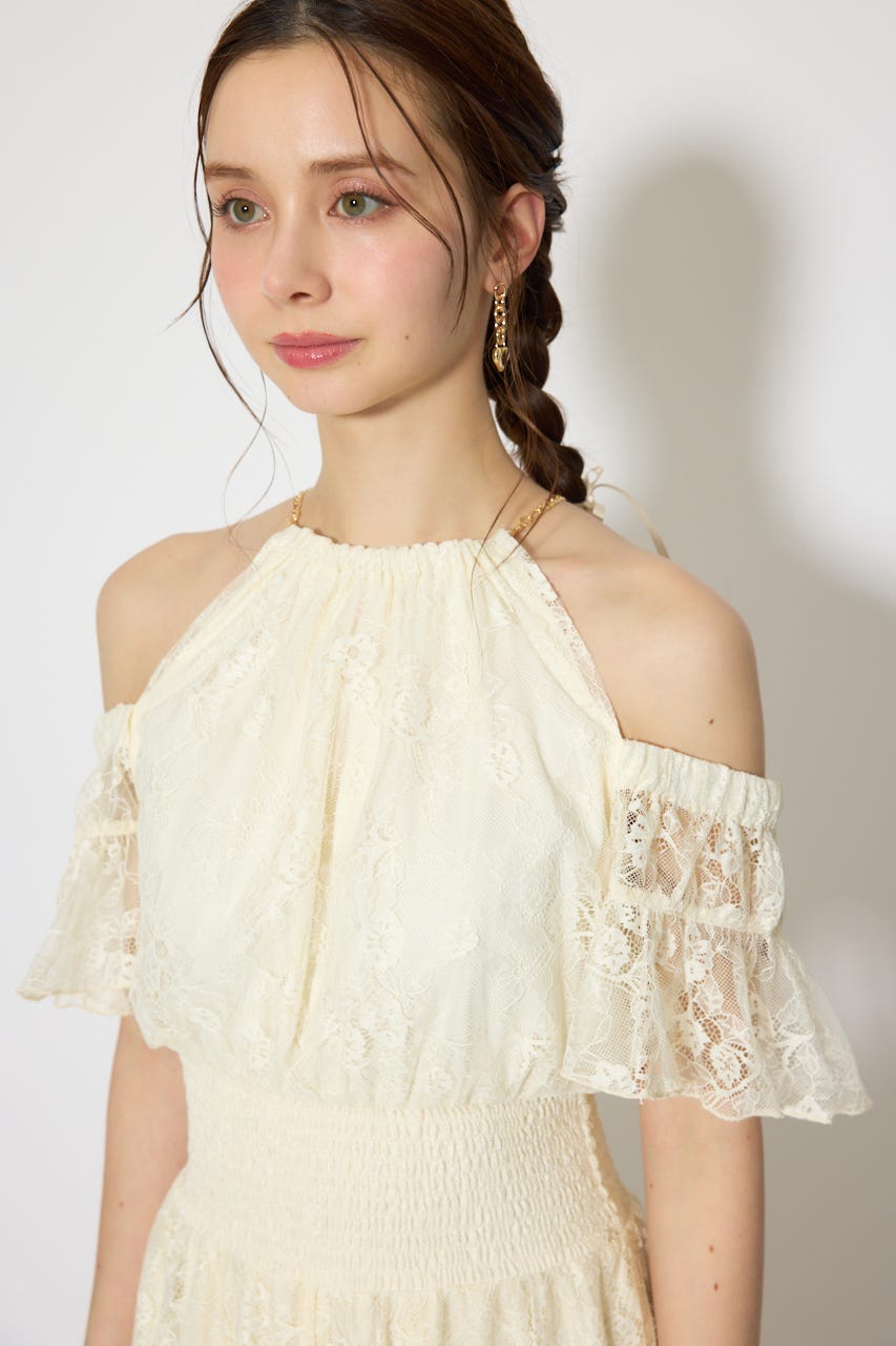 2WAYホルターネックレースロンパース L/YEL S