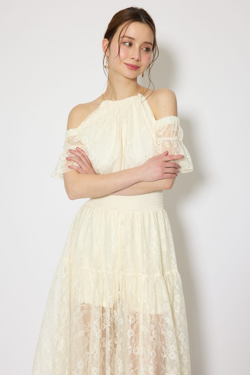 2WAYホルターネックレースロンパース L/YEL S