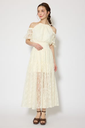 2WAYホルターネックレースロンパース