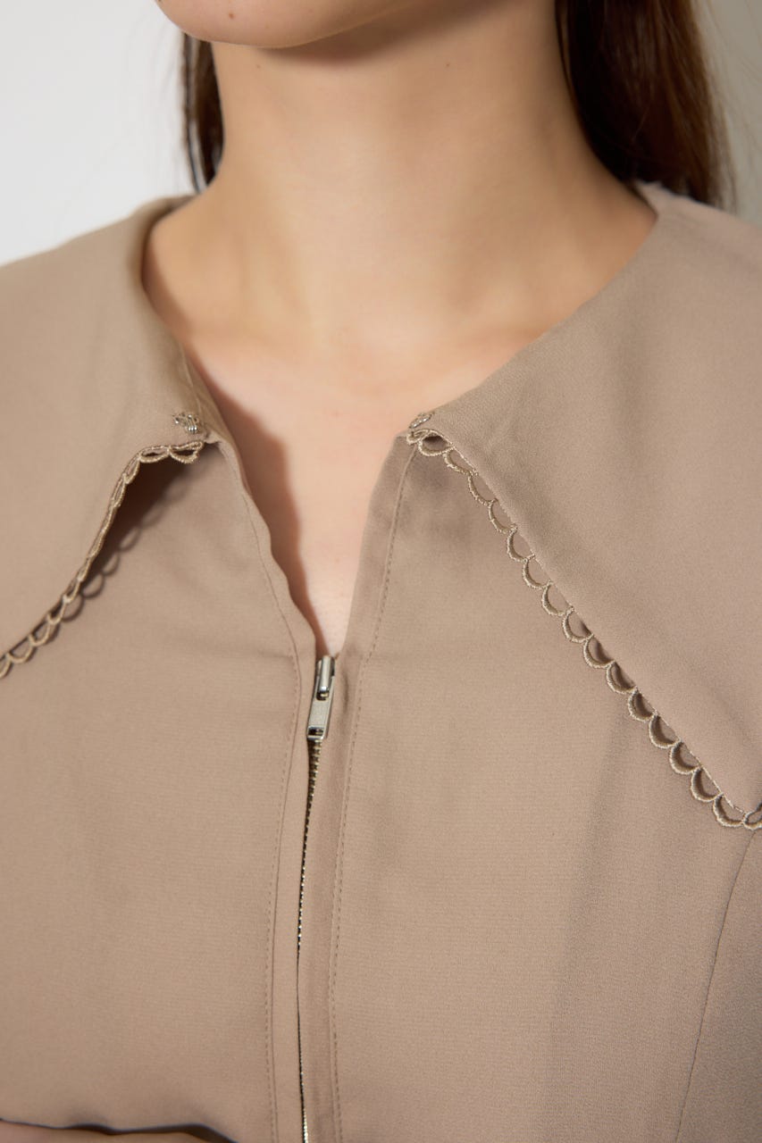 BIGカラープリーツフレアワンピース BEG FREE