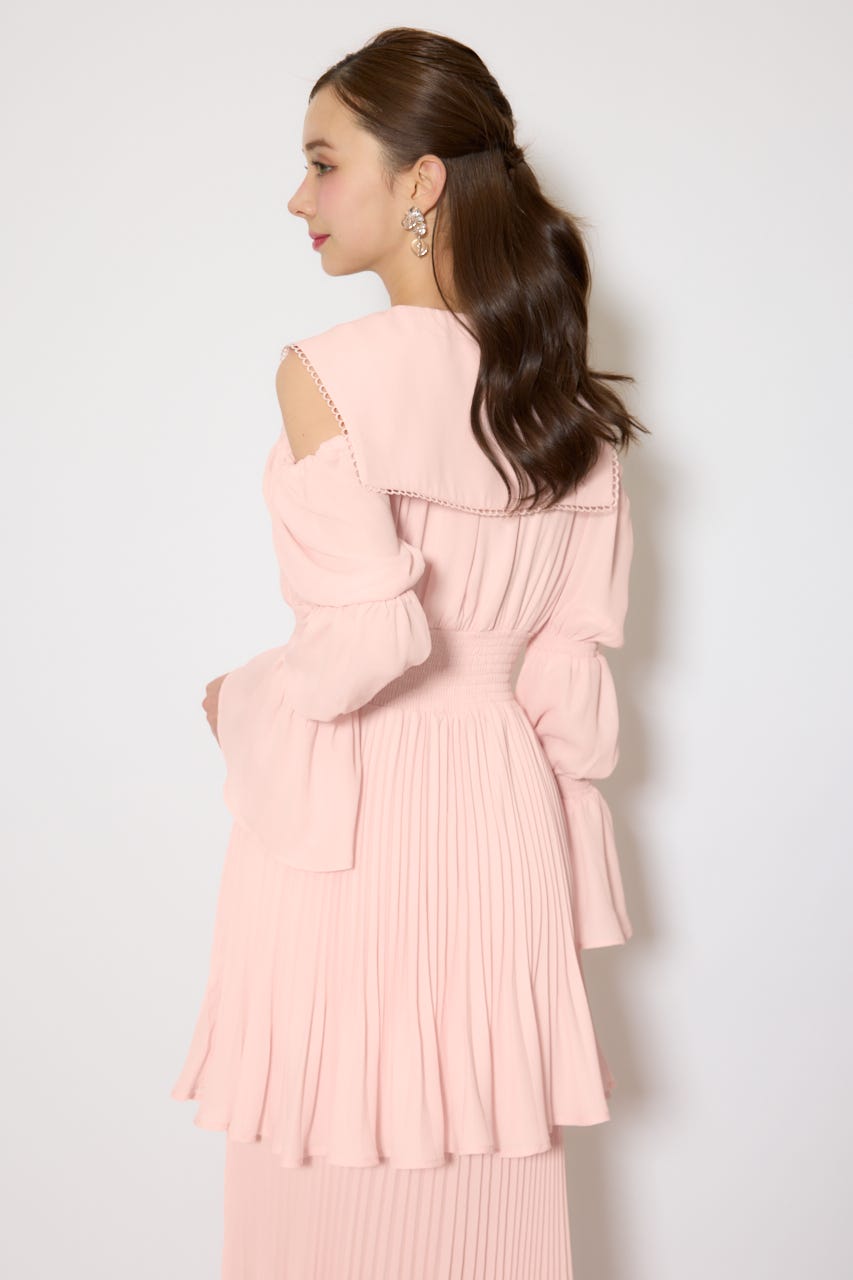 BIGカラープリーツフレアワンピース L/PNK FREE