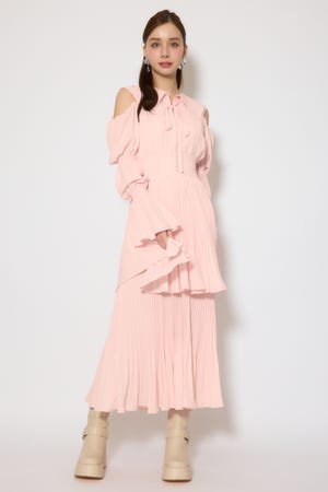 BIGカラープリーツフレアワンピース