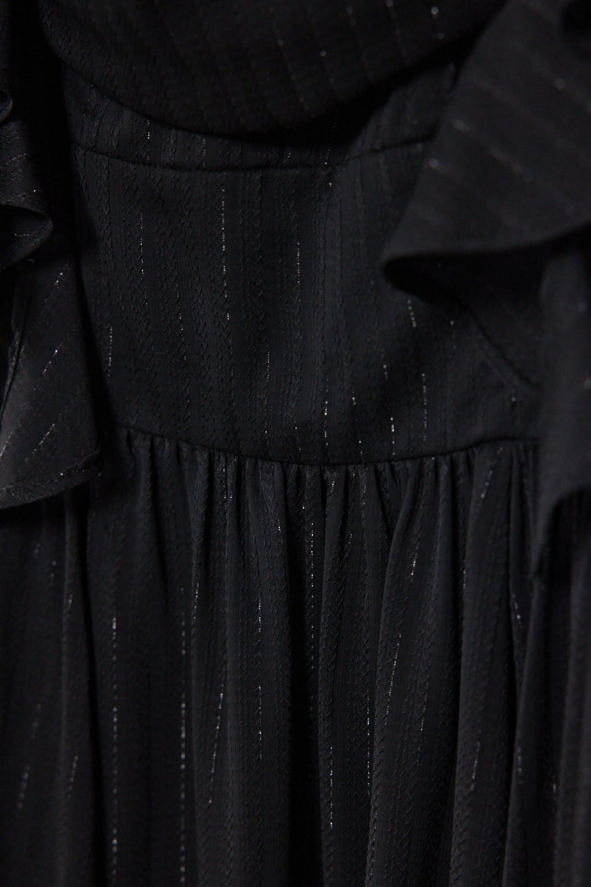 フロントドレープフレアワンピース BLK M