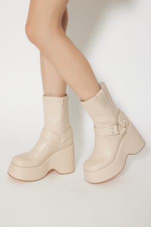 エンジニアウェッジヒールショートブーツ