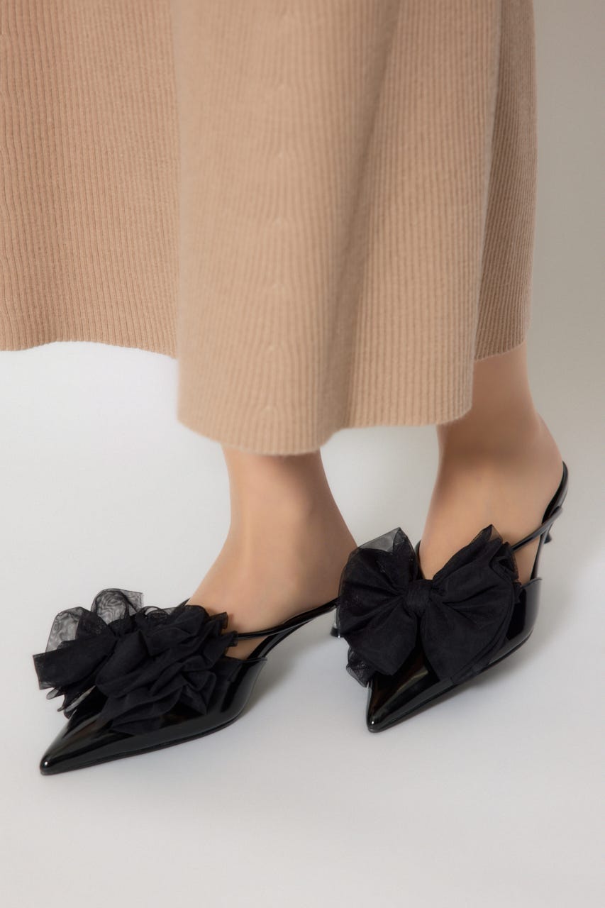 Bigリボンチュールミュール BLK M